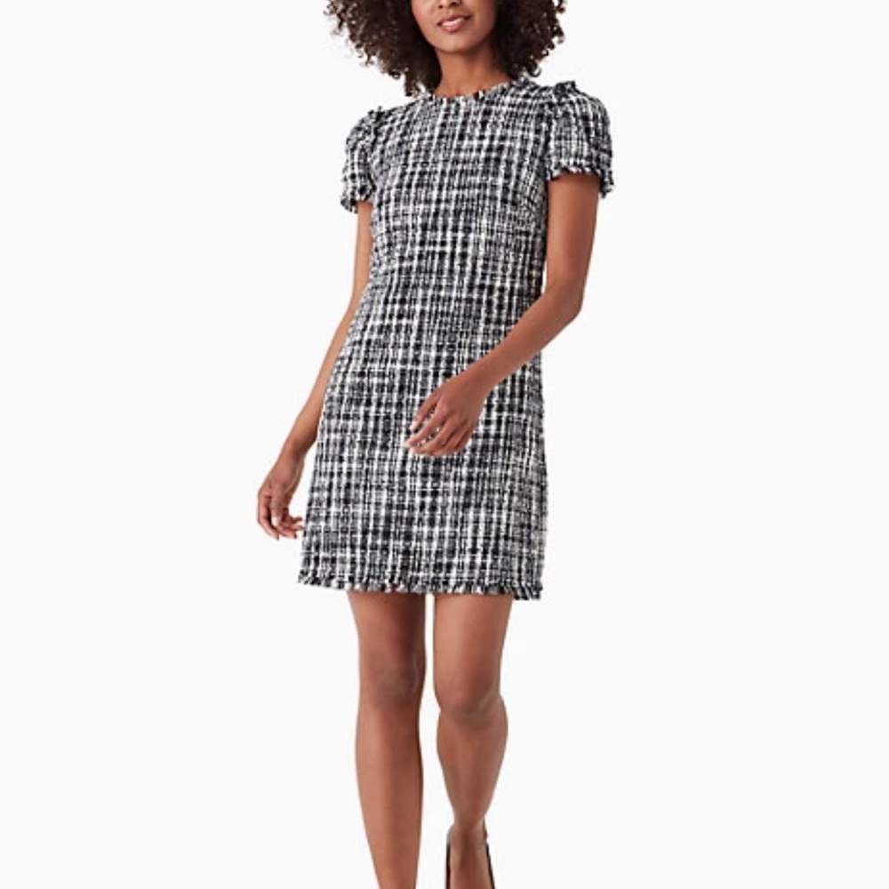 Kate Spade Flutter Sleeve Tweed Dress